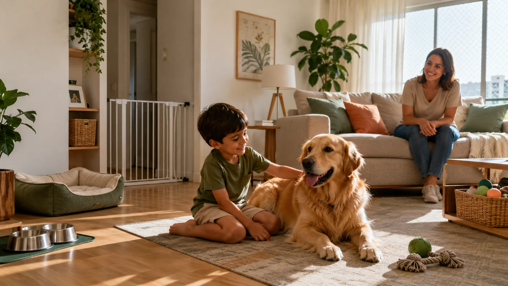cachorro em apartamento com criança