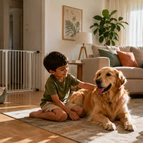 cachorro em apartamento com criança