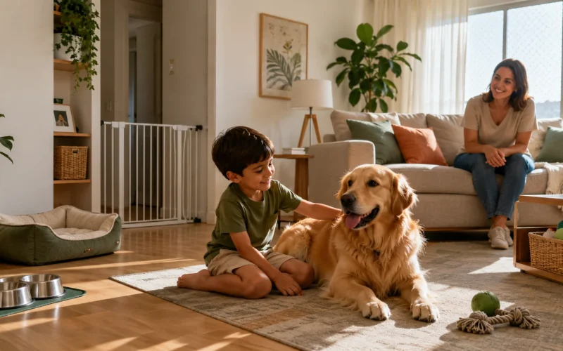 cachorro em apartamento com criança