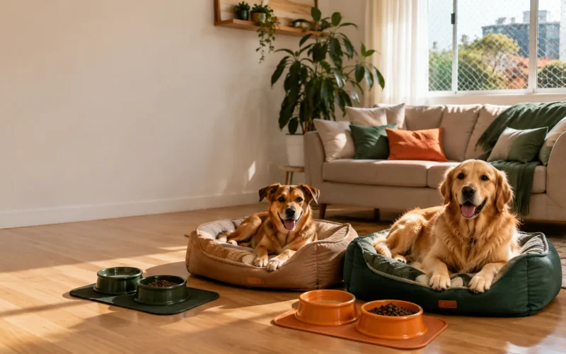 dois cachorros em apartamento